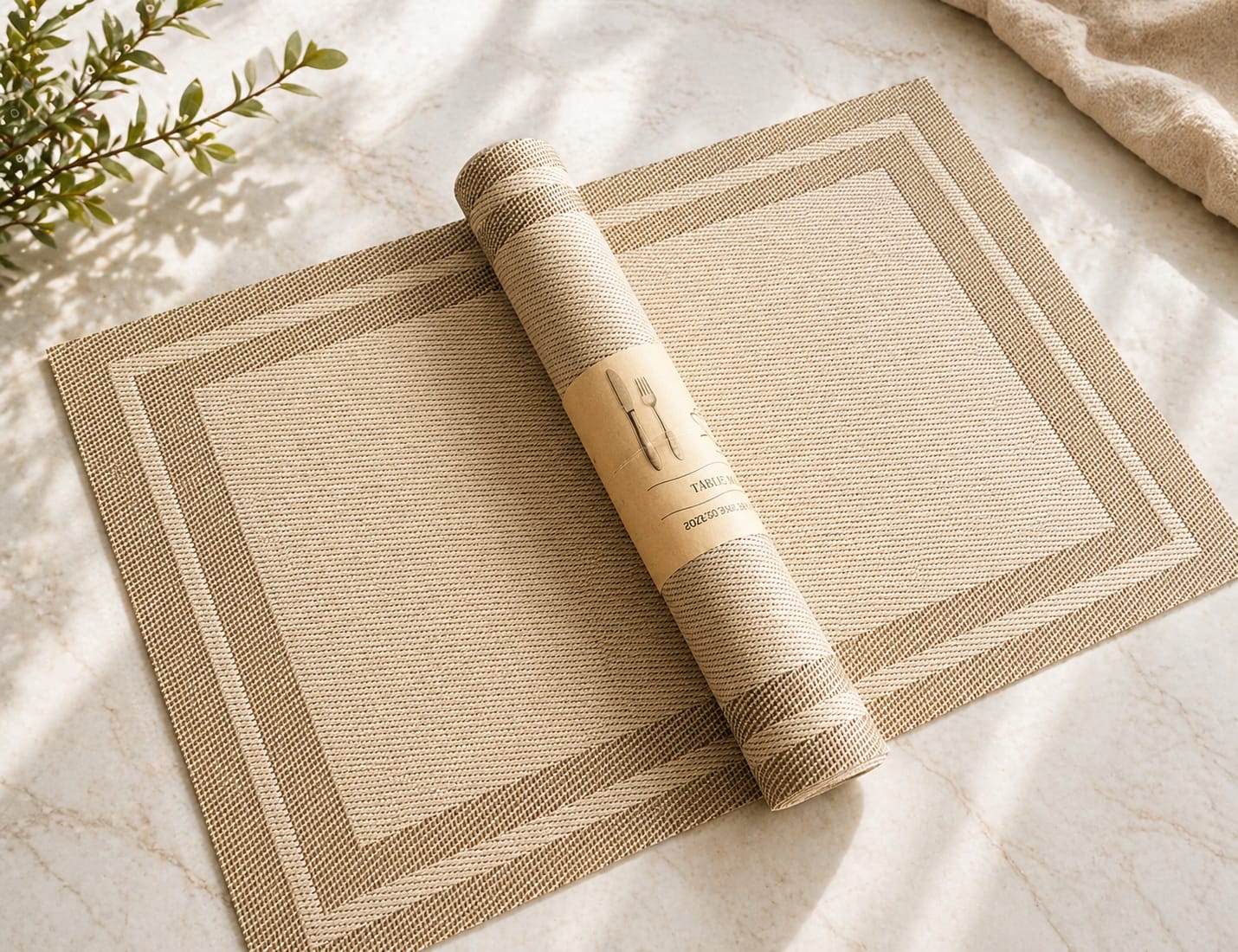 7 pcs Coffe brown Table Runner With Mats