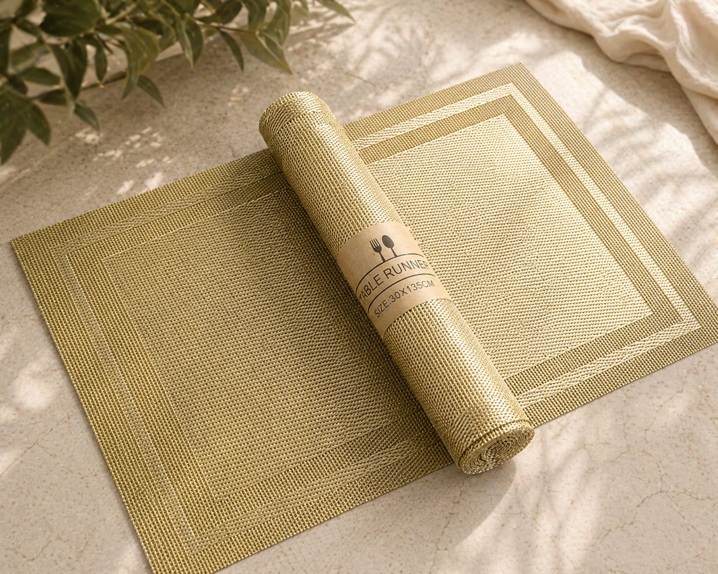 7 pcs Golden Colour Table Runner With Mats