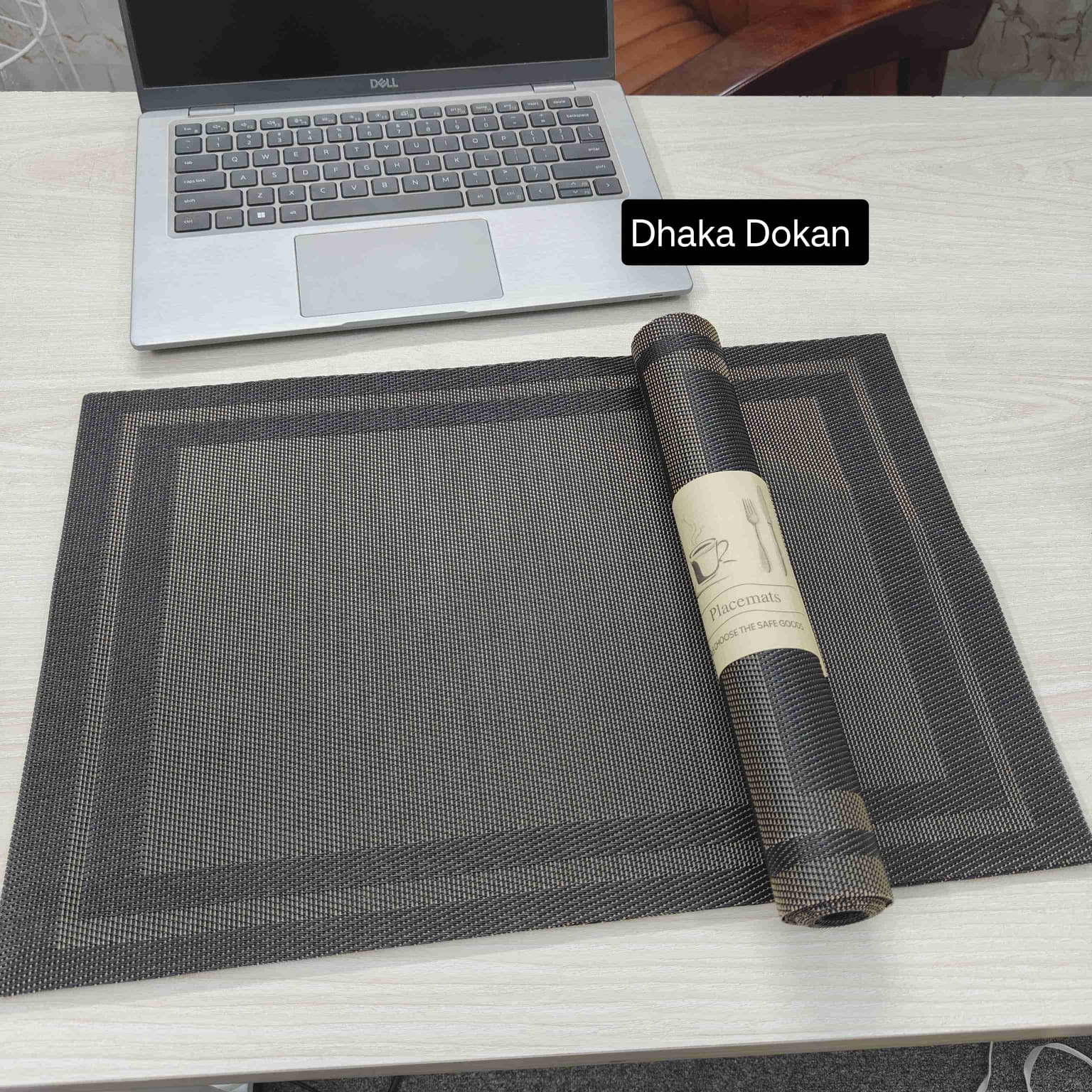 7 pcs Black Golden Colour Table Runner With Mats