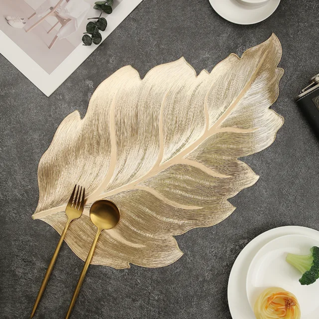6 Pcs Placemat Leaf  PVC Dining Table Mat Plate Pads 1028